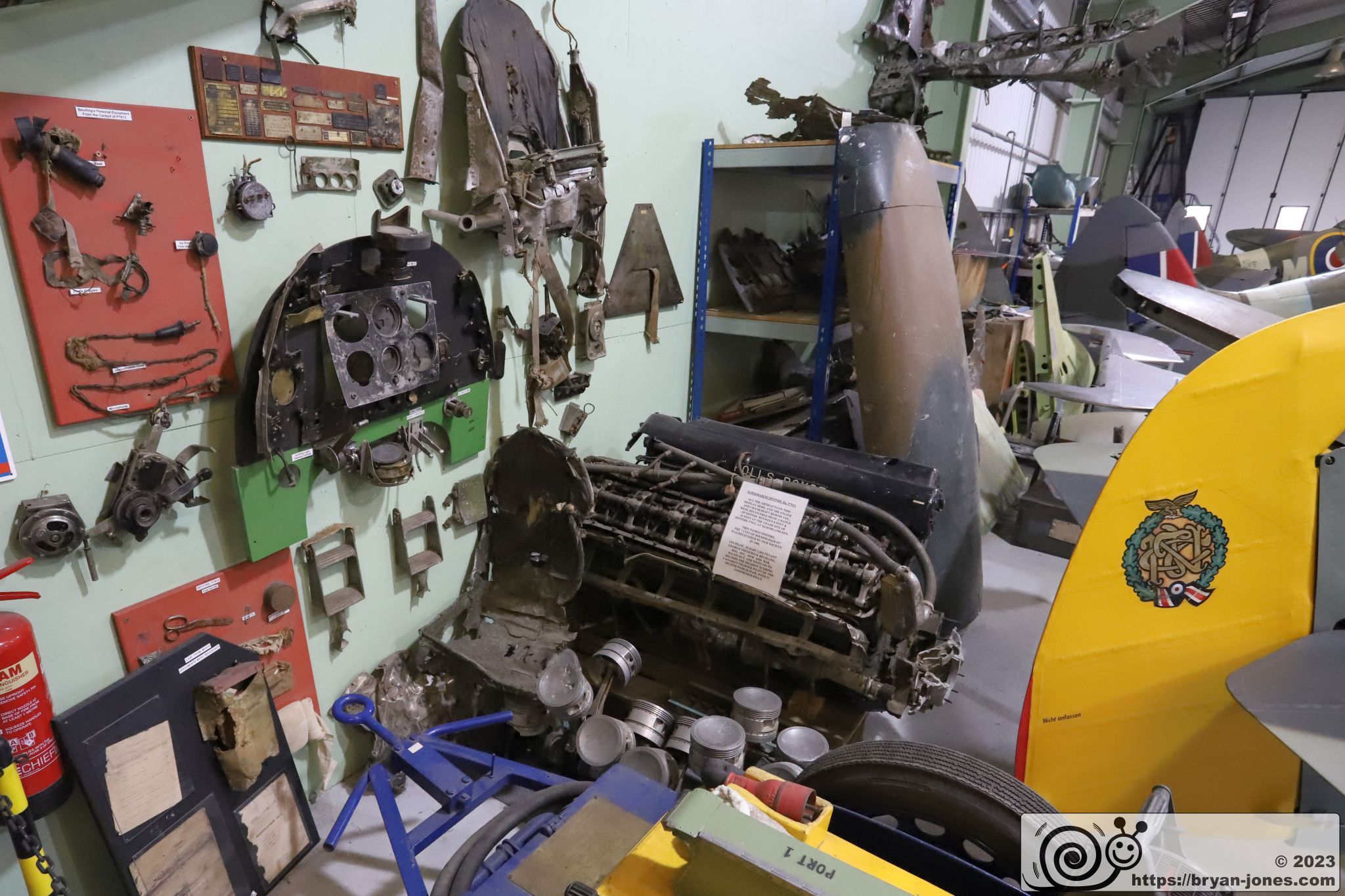 Artefacts recovered from crashed WW2 aircraft