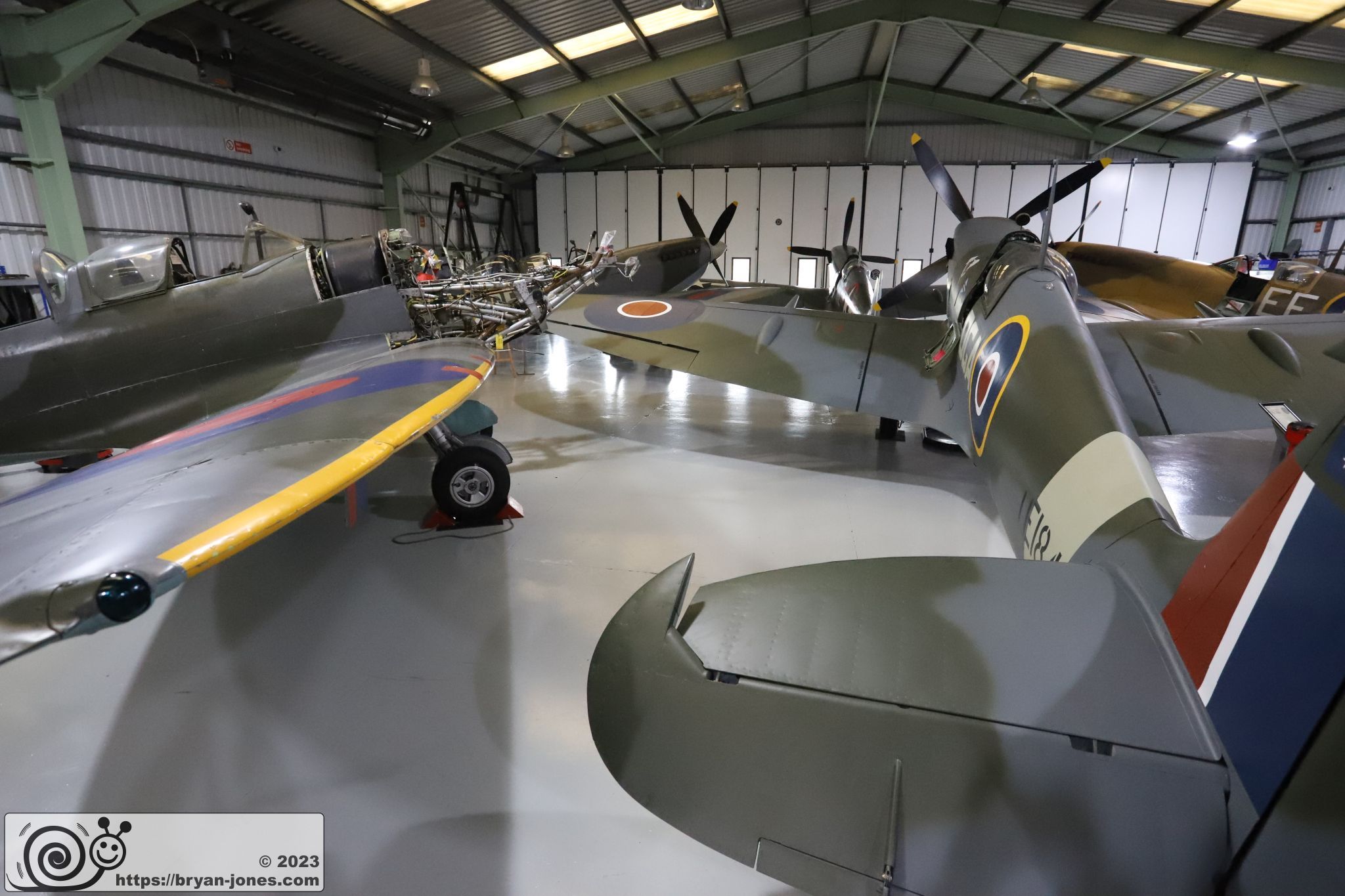 Spitfires in the hangar
