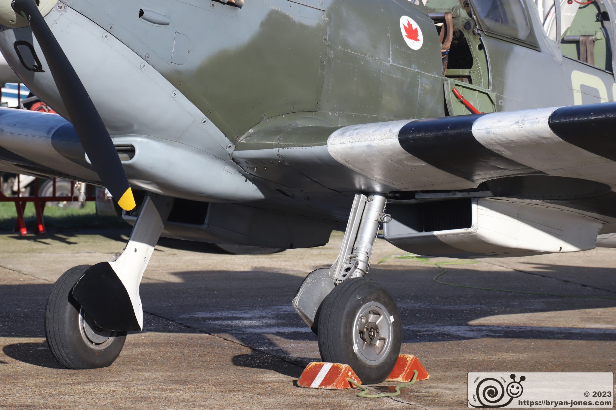 Wheel chocks, two seat RCAF 1943 Spitfire T.9 MJ627