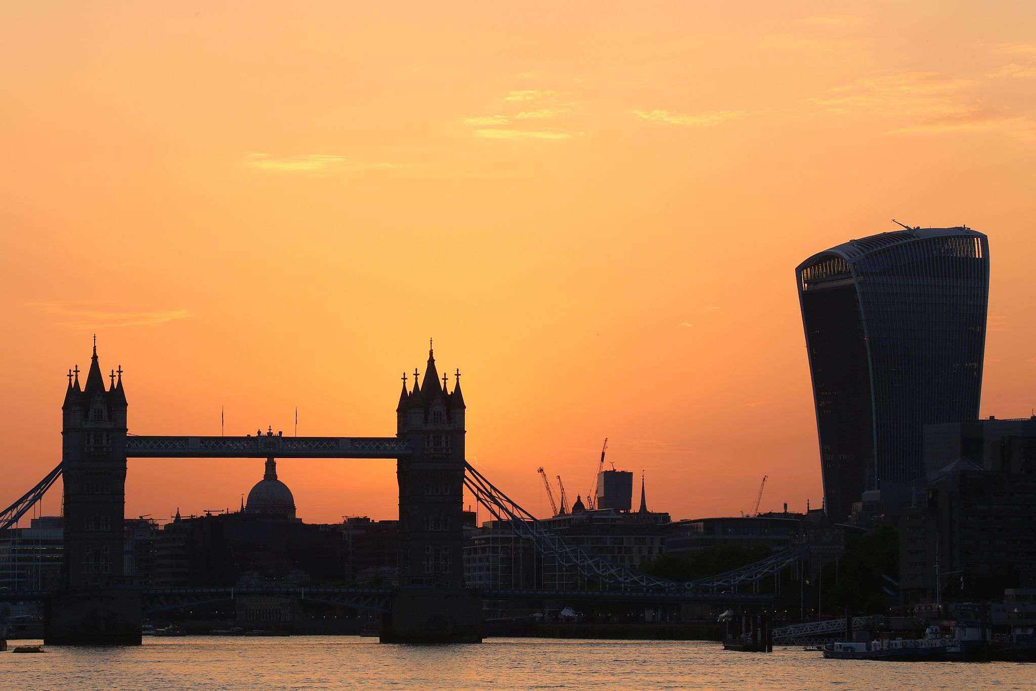 Tower Bridge, on the River Thames in London, at sunset. 18-Jul-2018.