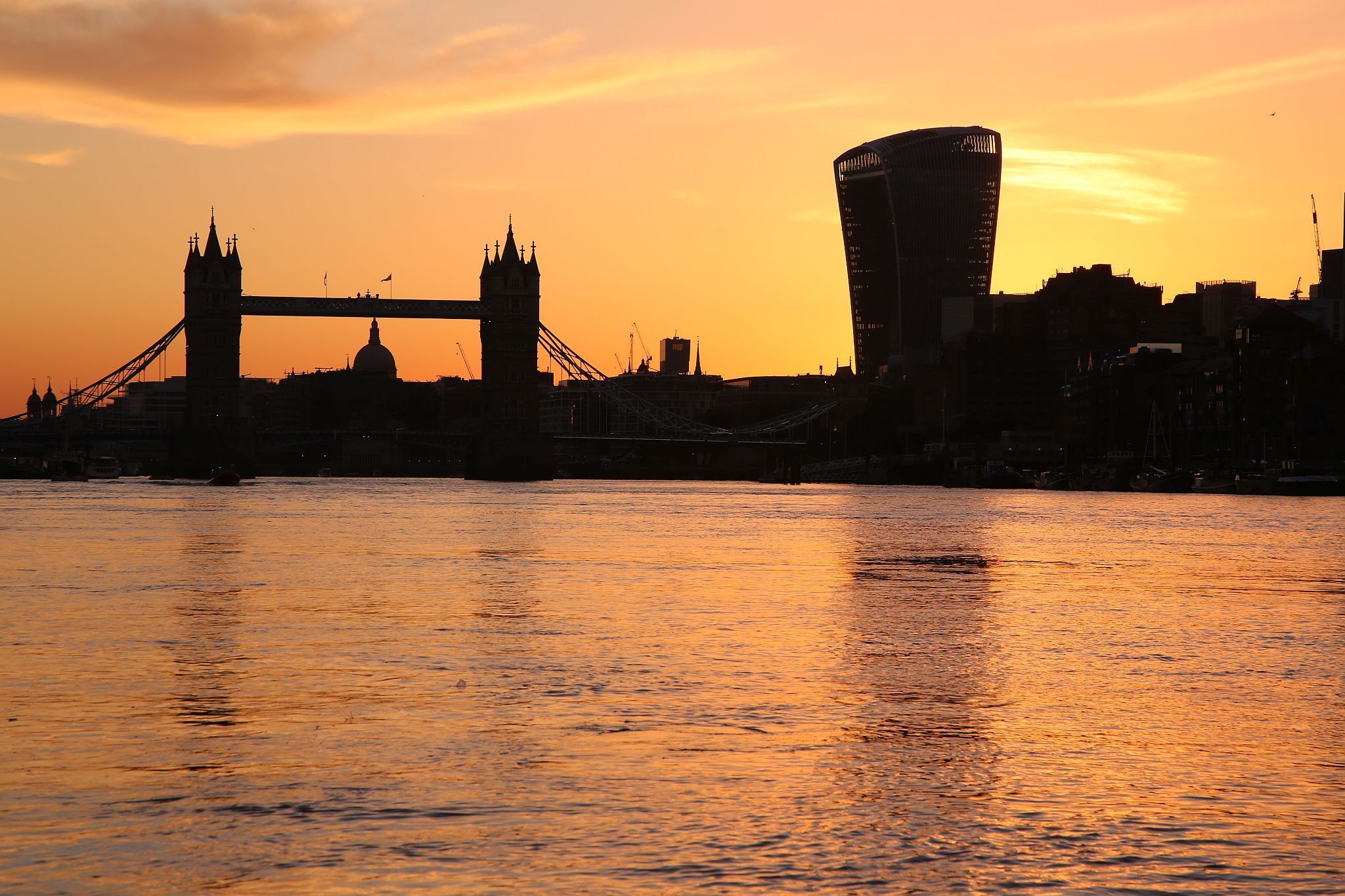 Tower Bridge, on the River Thames in London, at sunset. 22-Jun-2021.