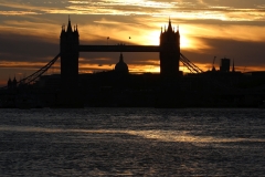 Tower Bridge, on the River Thames in London, at sunset. 17-Jul-2020.