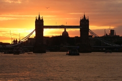 Tower Bridge, on the River Thames in London, at sunset. 04-Aug-2022.