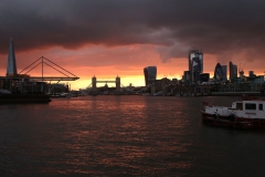 Tower Bridge, on the River Thames in London, at sunset. 26-May-2022.