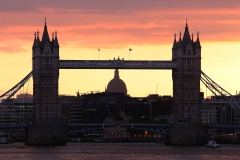 Tower Bridge, on the River Thames in London, at sunset. 26-May-2022.