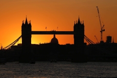 Tower Bridge, on the River Thames in London, at sunset. 04-Aug-2018.
