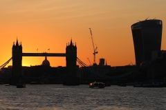 Tower Bridge, on the River Thames in London, at sunset. 04-Aug-2018.