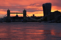 Tower Bridge, on the River Thames in London, at sunset. 01-Jul-2020.
