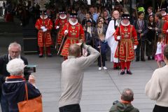 The triennial church battle on Ascension Day (26th May) between the Yeoman Warders (Beefeaters) of The Tower of London and the Clergy of All Hallows by the Tower. about the exact location of the parish (church) boundary.. Beating the Bounds.