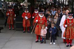 The triennial church battle on Ascension Day (26th May) between the Yeoman Warders (Beefeaters) of The Tower of London and the Clergy of All Hallows by the Tower. about the exact location of the parish (church) boundary.. Beating the Bounds.