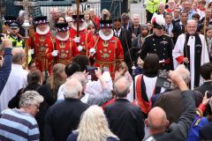 The triennial church battle on Ascension Day (26th May) between the Yeoman Warders (Beefeaters) of The Tower of London and the Clergy of All Hallows by the Tower. about the exact location of the parish (church) boundary.. Beating the Bounds.