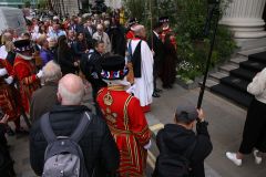 The triennial church battle on Ascension Day (26th May) between the Yeoman Warders (Beefeaters) of The Tower of London and the Clergy of All Hallows by the Tower. about the exact location of the parish (church) boundary.. Beating the Bounds.