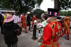 The triennial church battle on Ascension Day (26th May) between the Yeoman Warders (Beefeaters) of The Tower of London and the Clergy of All Hallows by the Tower. about the exact location of the parish (church) boundary.. Beating the Bounds.
