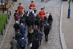 The triennial church battle on Ascension Day (26th May) between the Yeoman Warders (Beefeaters) of The Tower of London and the Clergy of All Hallows by the Tower. about the exact location of the parish (church) boundary.. Beating the Bounds.