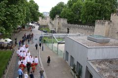 The triennial church battle on Ascension Day (26th May) between the Yeoman Warders (Beefeaters) of The Tower of London and the Clergy of All Hallows by the Tower. about the exact location of the parish (church) boundary.. Beating the Bounds.