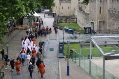 The triennial church battle on Ascension Day (26th May) between the Yeoman Warders (Beefeaters) of The Tower of London and the Clergy of All Hallows by the Tower. about the exact location of the parish (church) boundary.. Beating the Bounds.
